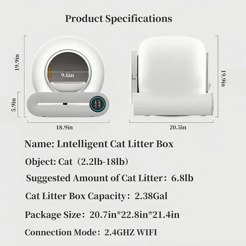 Smart Litter Box Automatic Self-Cleaning Cat Toilet - Electric Large-Sized Cat Sand Box with AI Remote Control