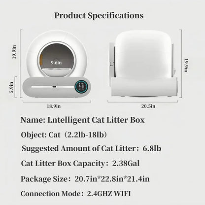Smart Litter Box Automatic Self-Cleaning Cat Toilet - Electric Large-Sized Cat Sand Box with AI Remote Control
