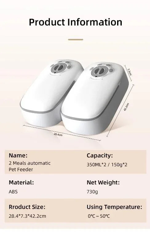2 Meals Timed Automatic Dog Feeder Dual Bowls Smart Cat Food Dispenser Wet Dry Pet Food Dispenser Pet Feeder Cat Accessories