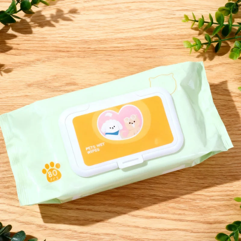 400 Pieces (5 Packs) of Pet Wipes Specifically for Dogs and Cats, Cleaning Tear Stains, Deodorizing Wet Wipes, Wiping Buttocks, Wiping Body, Wiping Feet, Antibacterial Products, Easy to Carry