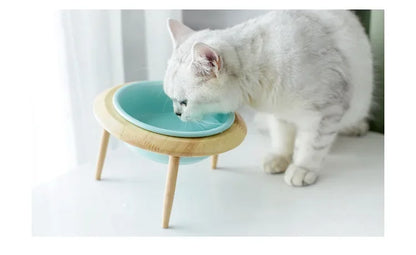 Cat Supplies Food Water Bowl Pet High Foot Feeding Dish Cats Dogs Ceramics Feeder Elevated Cat Ceramic Bowls Height Adjustable