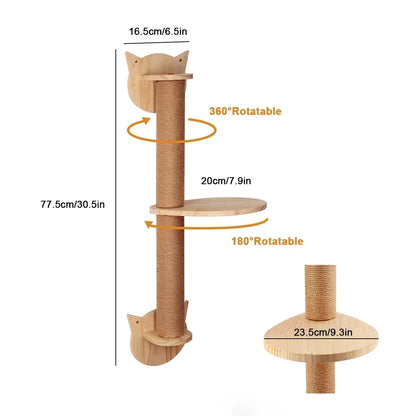 Wooden Cat Tree Tower Cat Wall Furniture Climbing Shelves Perches Sisal Scratcher Hammock Steps and Ladder Indoor Cats Walk Gym