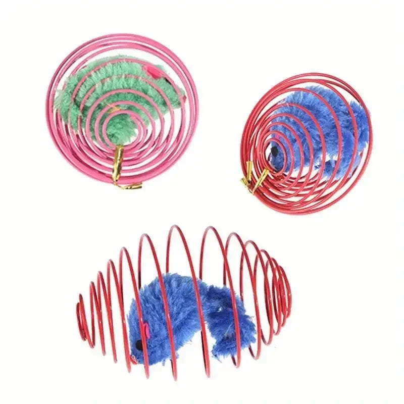 1/2/3pcs Cat Toy Balls Stretchable Kitten Springs Toys Interactive Caged Rats Rolling Cat Balls Random Color Cat Accessories