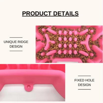Pet Slow Food Bowl Silicone Bone Shaped Anti-Skid Dog Bowl Cats Feeding Bowls Leakproof Food Feeder Training Dog Slow Food Pet