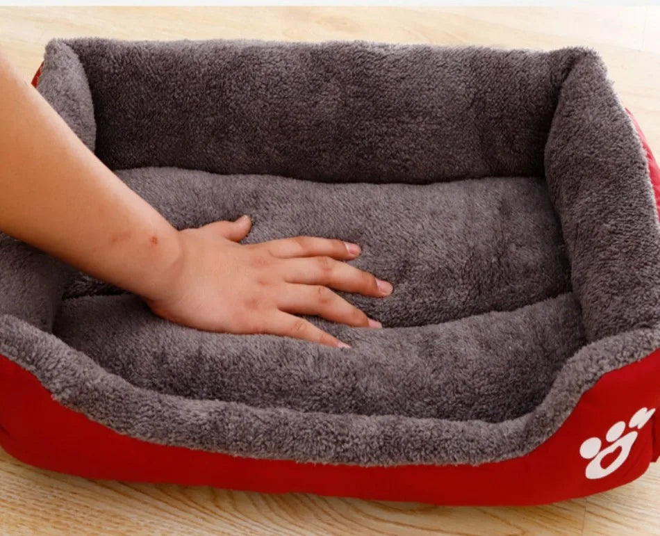 Large Winter Dog Bed Square Plush Cat Nest Kennel All Season Washable Dog Sofa Waterproof Mattress Cat Bed for Medium Dogs