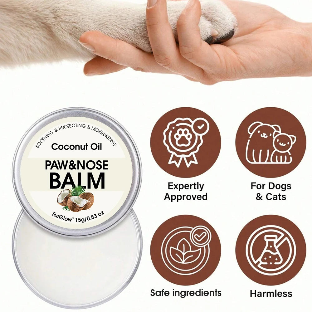 Two-In-One Pet Paw and Nose Care Balm Can Effectively Relieve Dry Noses and Cracked Paws in Winter Suitable for Dogs and Cats, It Has a Soothing and Nourishing Effect, Emits a Light Coconut Scent, and Contains Coconut Oil Ing