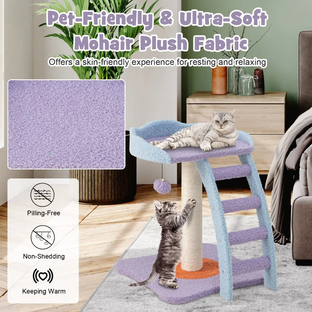 2-Tier Modern Cat Tree Tower Kitten Activity Center with Sisal Scratching Post