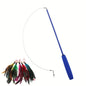 Cat Teaser Wands Three-section Telescopic Fishing Pole Wand Kitten Funny Catcher Teaser Stick Rod Interactive Stick Teaser Toys