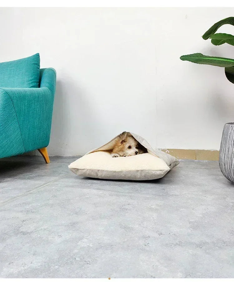 Bite-Resistant Washable Pet Bed - Winter Warm Removable Plush Cushion Large Dog Kennel Sofa Mat & Cat Sleeping Bag for Pets