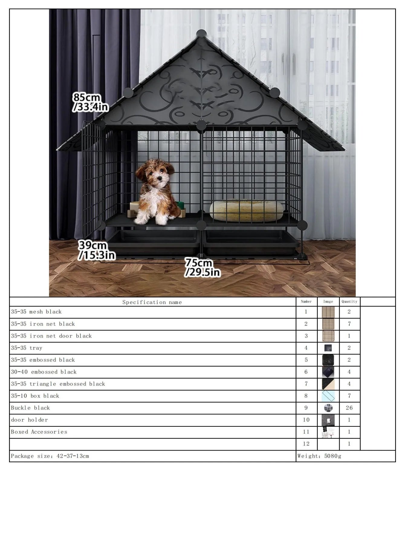 Indoor Dog Cage Villa with Toilet Small Dog Shelter for Pomeranian And Teddy Dogs Family Pet Cage with Tray