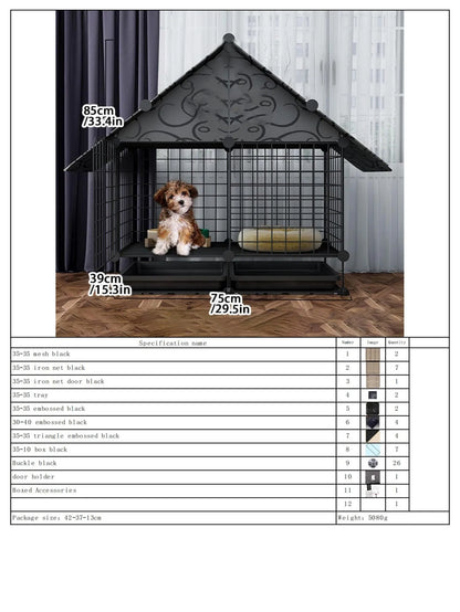 Indoor Dog Cage Villa with Toilet Small Dog Shelter for Pomeranian And Teddy Dogs Family Pet Cage with Tray