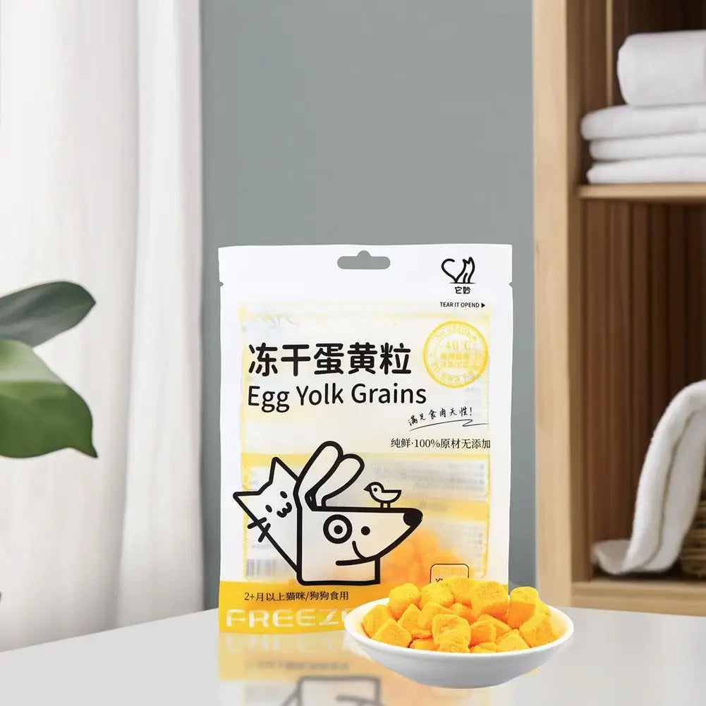 New 40g Freeze Dried Egg Yolk Granules Beautify Smoothing Freeze-dried Hair Cat To Pet Pets Healthy Food Snacks Cat Safe