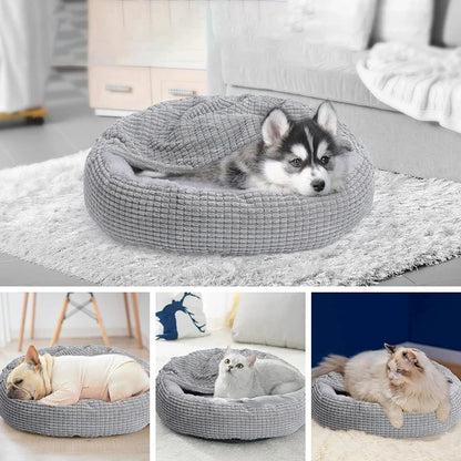Round Pet Bed For Dog Cat Puppy House Warm Mat Winter Blankets Anti-Stress Orthopedic Fluffy Cat Dog Bed, Suitable For Winter