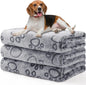 KEMORELA 3PCS Blankets Super Soft Fluffy Premium Fleece Pet Blanket Flannel Throw for Dog Puppy Cat Paw Brown Pink White