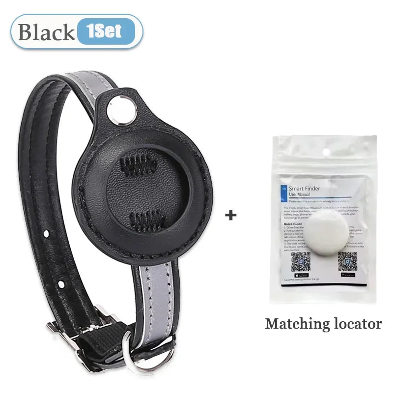 Pet GPS Tracker Leather Pet Adjustable Collars for Apple Airtag Location Tracker Dog Cat Anti-lost Reflective Protection Case