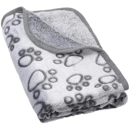 Stuffed Small Dog Blanket 30"x20" Paw Print Pet Blanket Washable Indoor Puppy Mat Soft Warm Sleep Mat Pet Supplies Dogs Essenti