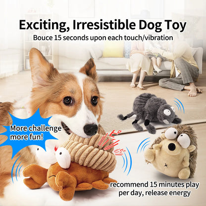 Rechargeable Interactive Dog Toy Motion Activated Vibrating Bouncing Jump Ball Bit Resistant Squeaky Wiggle Plush Toy