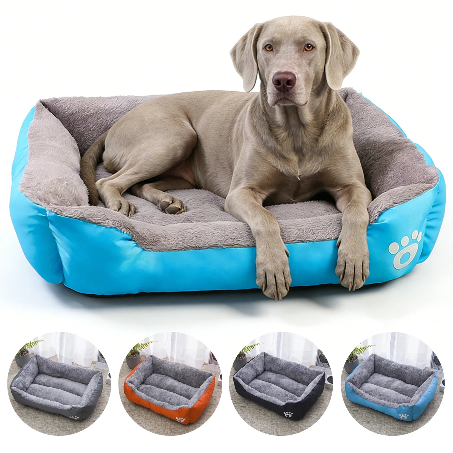 Square Large Dog Bed Soft Cat Sleeping Sofa Winter Warm Basket for Dog Waterproof Dog House for Small Cat Kennel Accessories