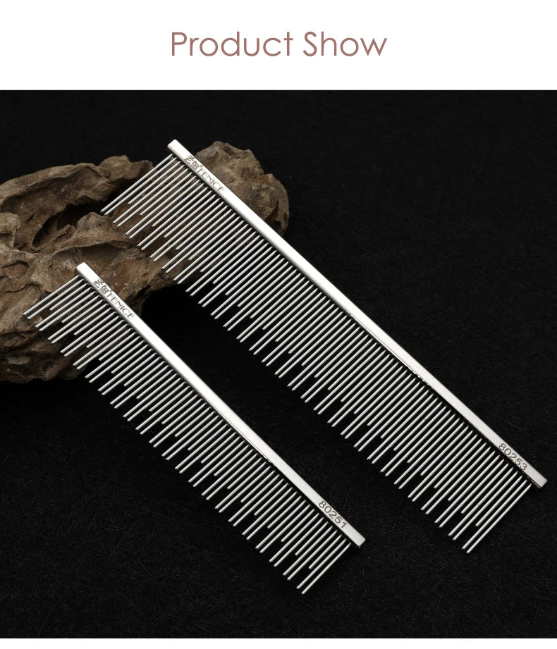 Fenice Professional Anti-Corrosion Grooming Comb For Dogs Cats Tapered Stainless Steel Pins Pet Grooming Supplies