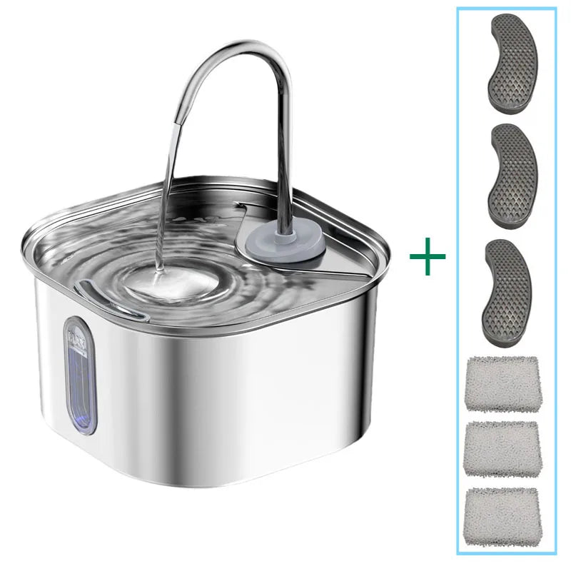 Automatic Cat Water Fountain Stainless Steel Pet Fountain Dog Water Dispenser With USB Electric Ultra-Quiet Pump Cat Supplies