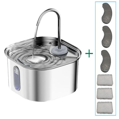 Automatic Cat Water Fountain Stainless Steel Pet Fountain Dog Water Dispenser With USB Electric Ultra-Quiet Pump Cat Supplies