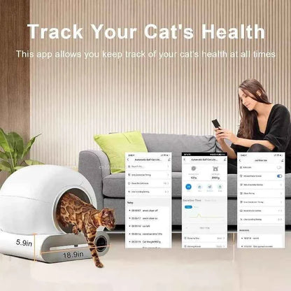 Self-Cleaning Cat Litter Box Automatic 65 Large Fully Enclosed Cat Toilet with App English Version Control Rascador Para Gato
