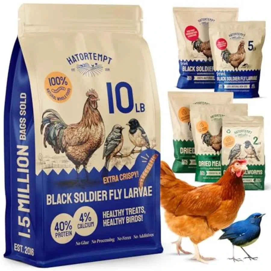 10lb Dried Black Soldier Fly Larvae - More Calcium Than Mealworms for Chickens - High Protein Chicken Feed Treats for Laying He