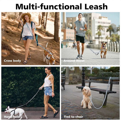 Tivray Hands Free Dog Leash with Sponge Handle 8.5ft Versatile Crossbody Waist Leash with 3 Rings for Puppy Leash for Walking