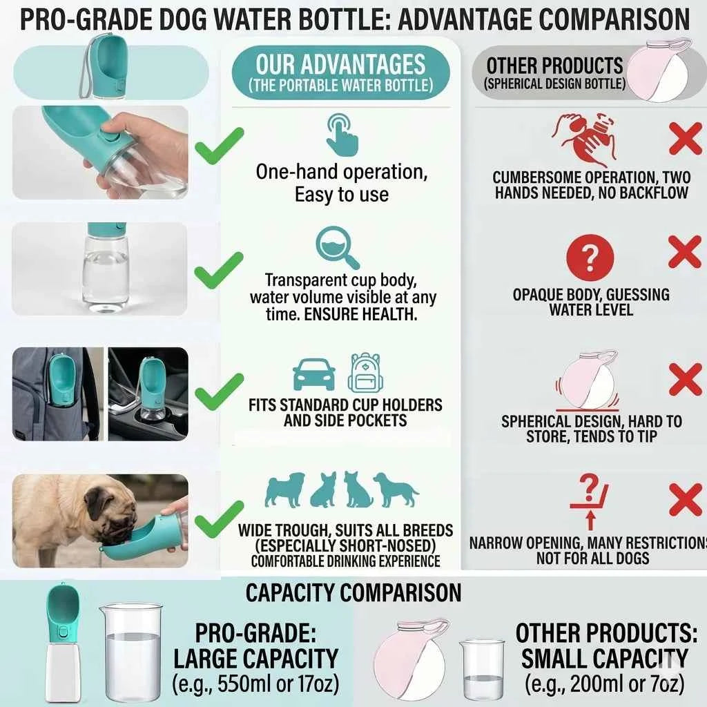 Portable Dog Water Bottle for Small Big Dogs Bowl Outdoor Walking Pet Travel Water Dispenser Feeder with Lanyard Puppy Supplies