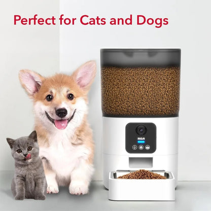 Dog Pet Feeder with HD 1080p Camera, Real-Time Two-Way Audio, Monitoring, Motion Detection, Night Vision, Compatible with Alexa