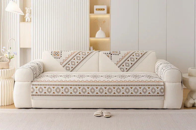 Chenille Sofa Cover Anti-slip Geometric Couch Slipcover Winter Warm ArmChair Protector for Living Room 1/2/3/4 Seater L Shaped