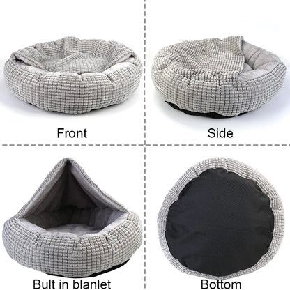 Round Pet Bed For Dog Cat Puppy House Warm Mat Winter Blankets Anti-Stress Orthopedic Fluffy Cat Dog Bed, Suitable For Winter