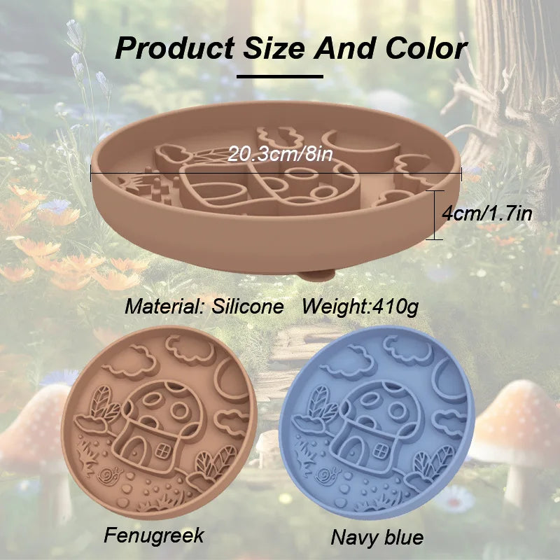 New Mushroom Dog Slow Food Bowl Silicone Pet Bowl Anti-choking Slow Food Pet Planet Silicone Bowl Suction Cup Licking Pad 2 in 1