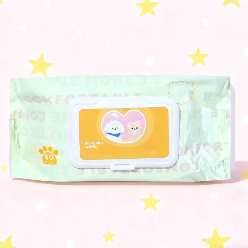 400 Pieces (5 Packs) of Pet Wipes Specifically for Dogs and Cats, Cleaning Tear Stains, Deodorizing Wet Wipes, Wiping Buttocks, Wiping Body, Wiping Feet, Antibacterial Products, Easy to Carry