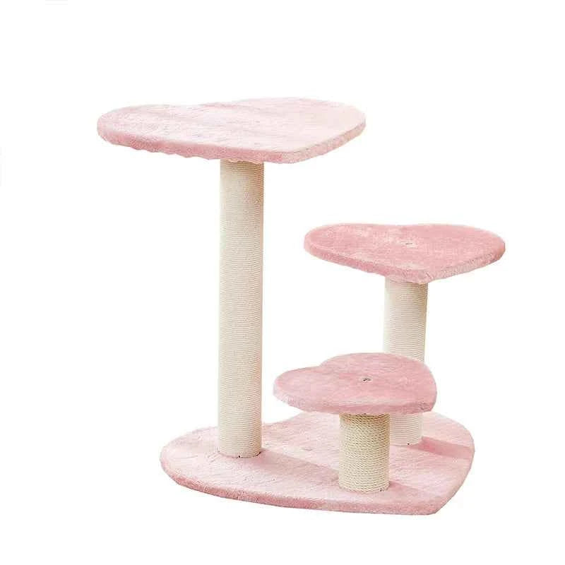 Plush Cat Tree with Heart-Shaped Design Suitable for All Seasons Cat Tree House for Kittens And Cats Furniture