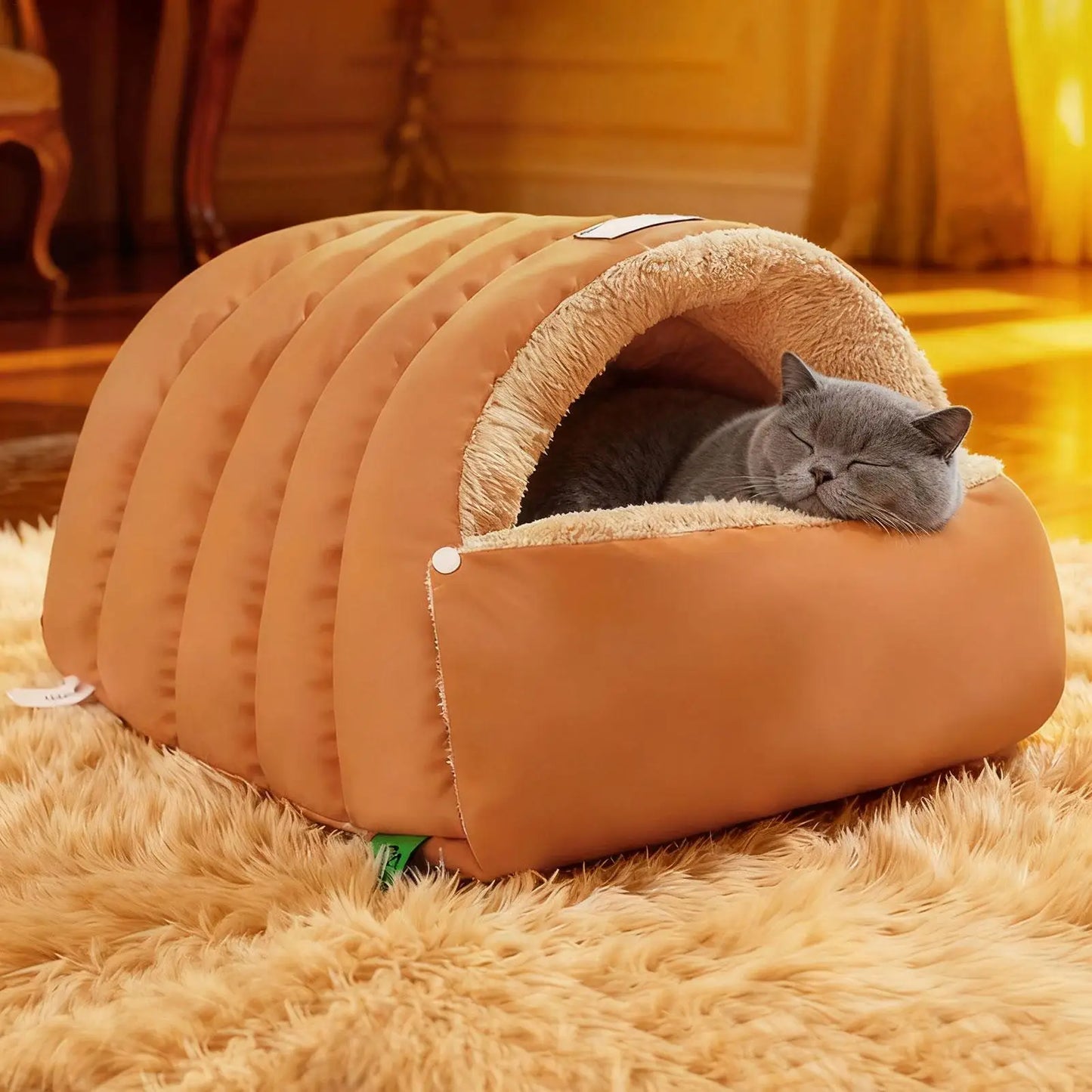 Semi Enclosed Pet Cave Bed Warm Comfortable Windproof Sleeping Sack Washable Pet Nest for Cats Small Dogs Indoor Outdoor