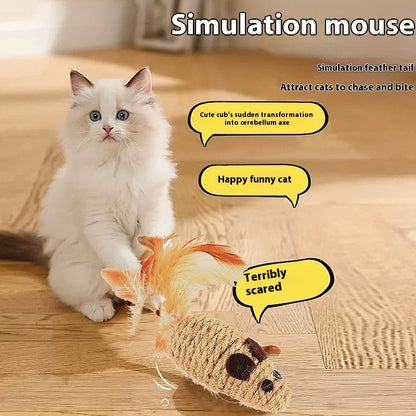 Toy With Rustling Hemp Rope Chicken Feather Toy Cat Mouse