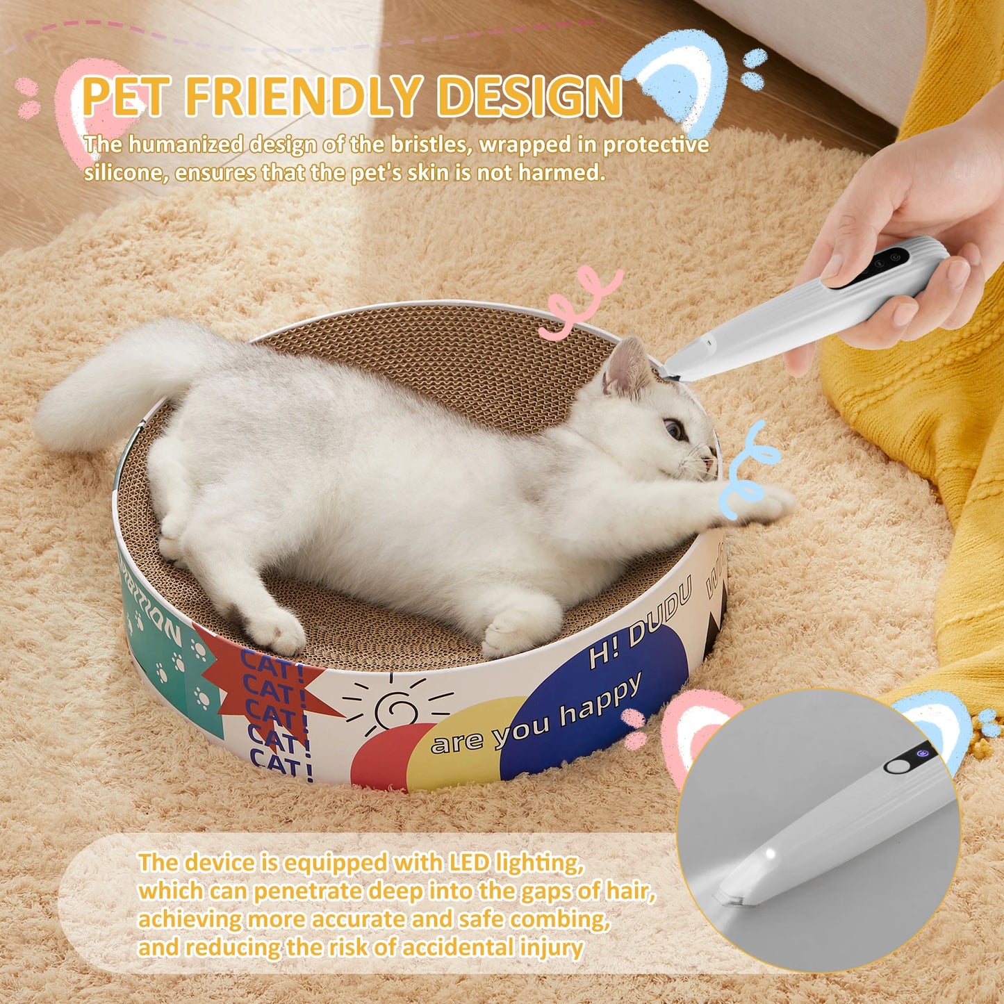 Professional Dog Grooming Clippers with LED Light USB Rechargeable Low Noise Dog Paw Clippers Portable Pet Hair Trimming Tool