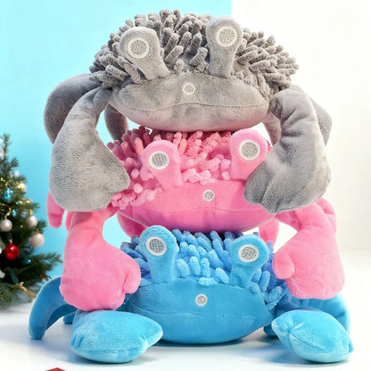 Chenille Crab Plush Dog Toy: Squeaky Chew Toy with Dental Textures - Interactive Stress Relief for Anxiety & Play