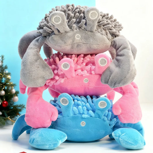 Chenille Crab Plush Dog Toy: Squeaky Chew Toy with Dental Textures - Interactive Stress Relief for Anxiety & Play