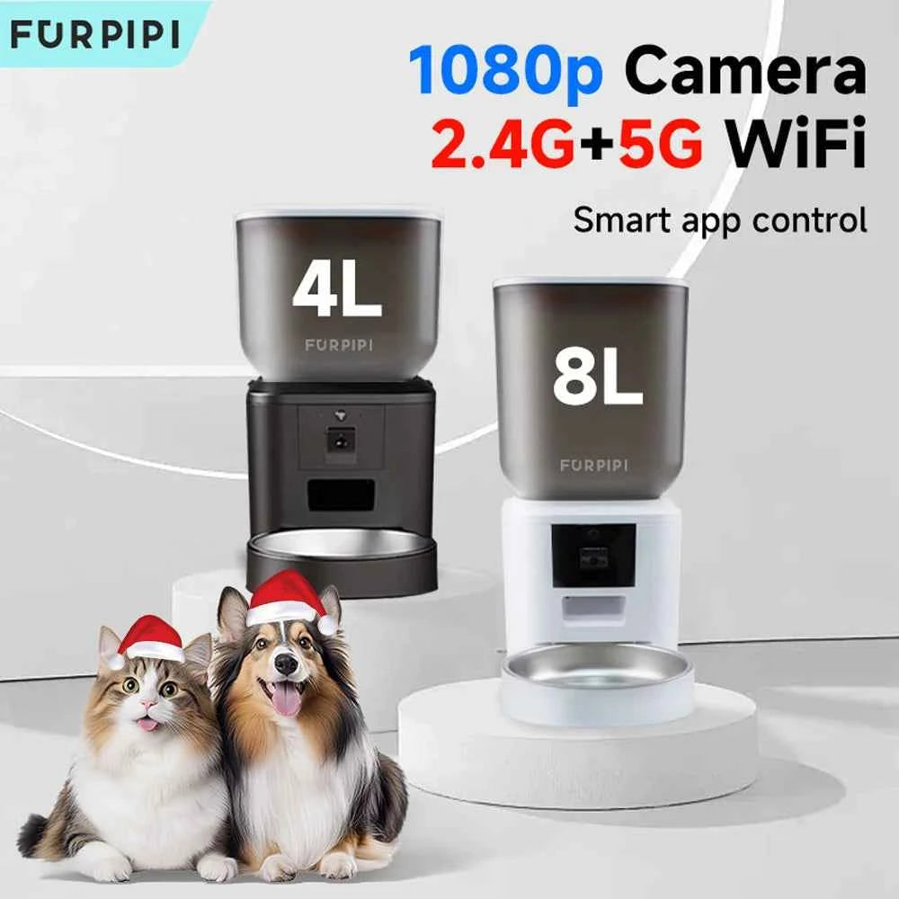 Furpipi 8L Smart Automatic Cat Feeders with 1080P HD Camera 5G WiFi Pet Feeder Tuya APP Control Automatic Cat Dog Food Dispenser