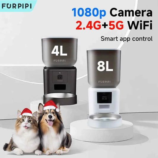 Furpipi 8L Smart Automatic Cat Feeders with 1080P HD Camera 5G WiFi Pet Feeder Tuya APP Control Automatic Cat Dog Food Dispenser