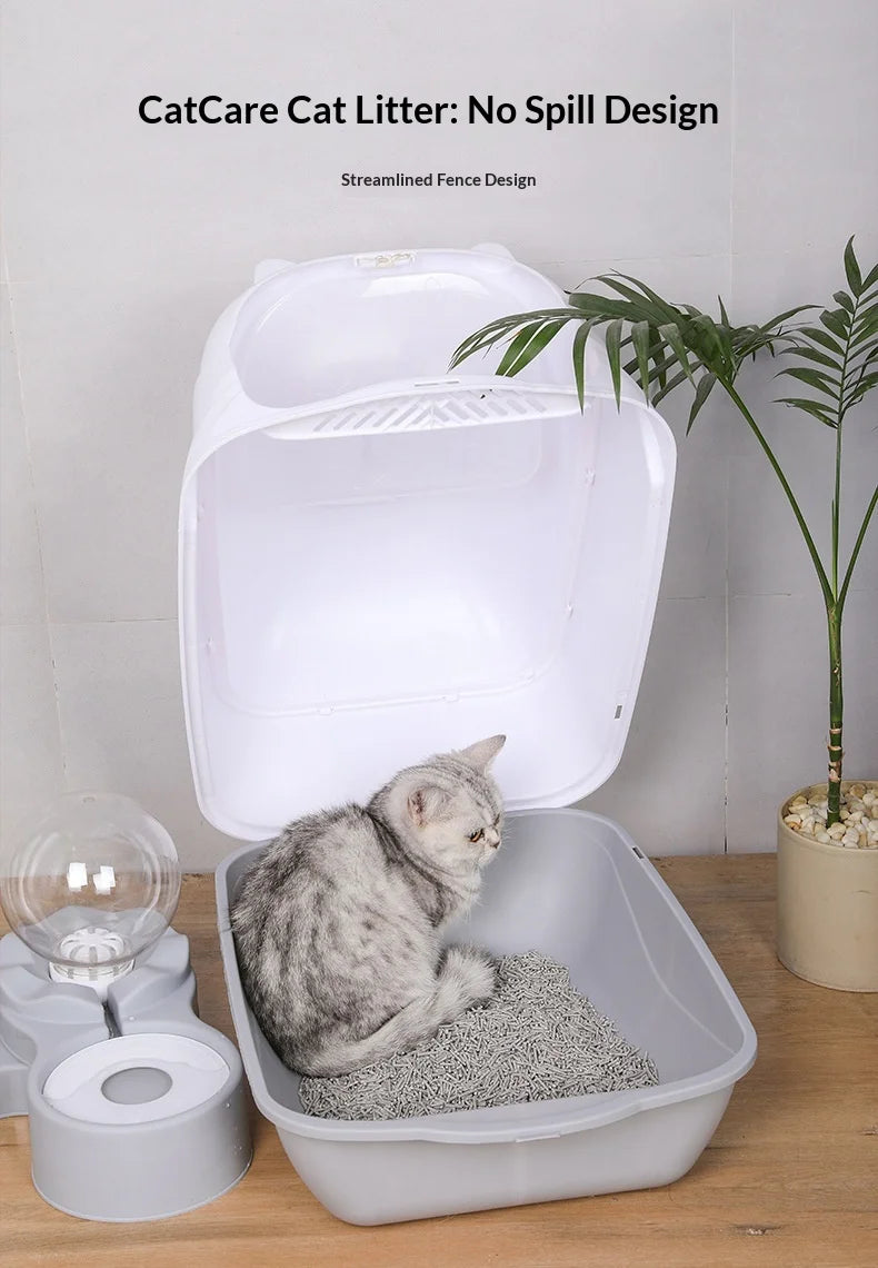 Cleaning Cat Litter Box Large Enclosed Anti Splash UV Sterilization Odor Control Pet Toilet Cat Supplies Cat Litter Catcher