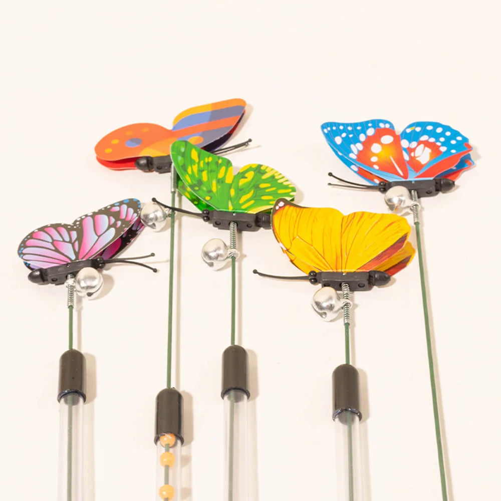 Retractable Cat Teaser Wand with Spring Butterfly - Extendable Cat Pole, Interactive Toy to Lure Cat Scratching,