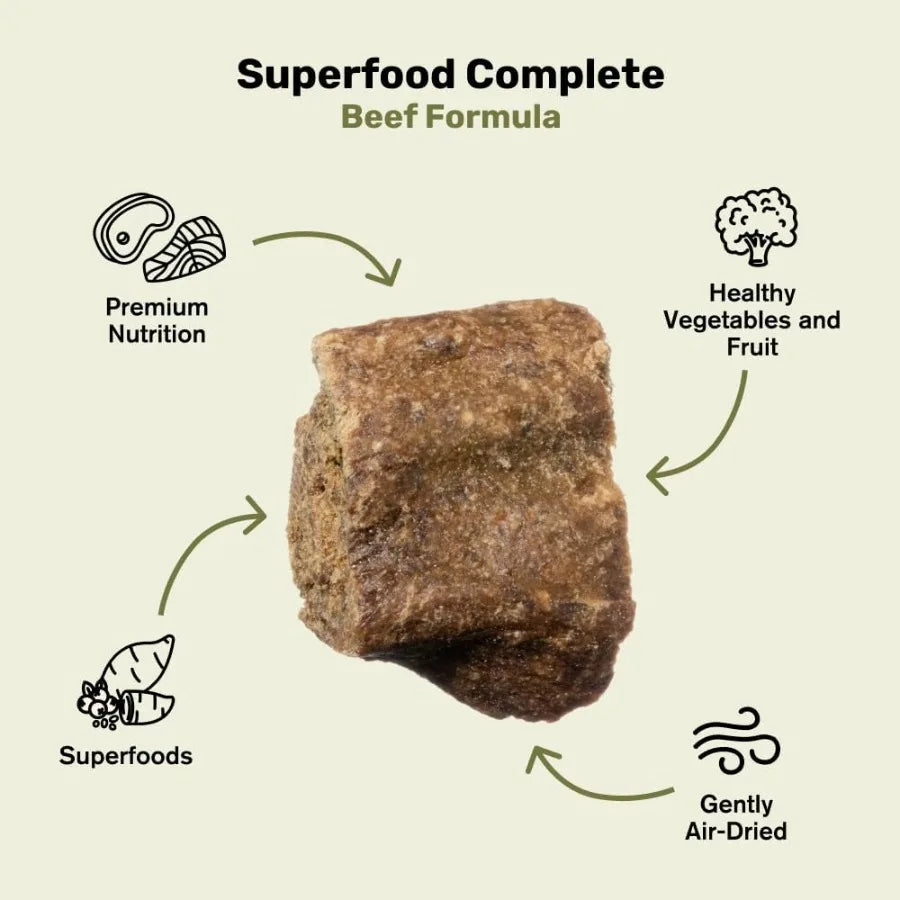 - Superfood Complete Adult Dog Food Air-Dried High Protein Zero Fillers Superfood Nutrition by Katherine Heigl 24 oz. Beef Form