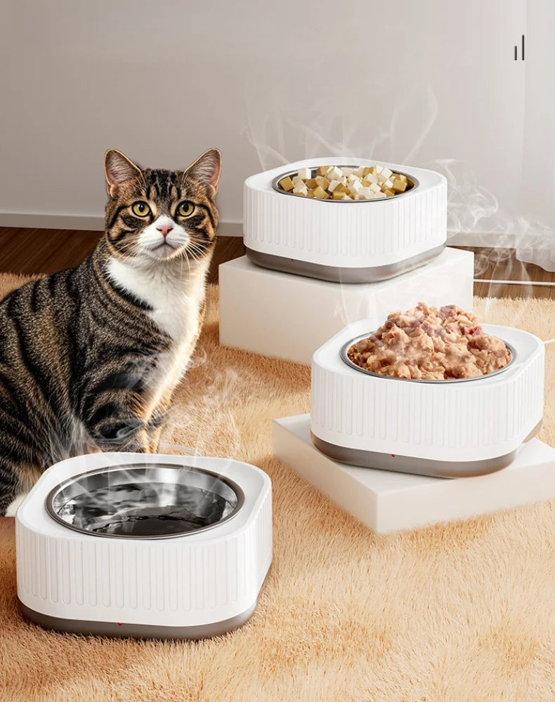 Pet Heating Bowl for Water/Food Cat Bowl Heating Noiseles Keep Warming Dog Water Bowls Winter Constant-temperature Pet Supplies