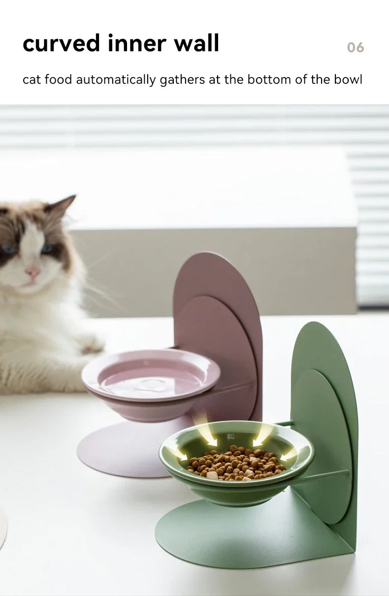 Detachable Pet Cat and Dog Bowl Protects Cervical Vertebrae Against Upset Height Adjustable Pet Ceramic Bowl