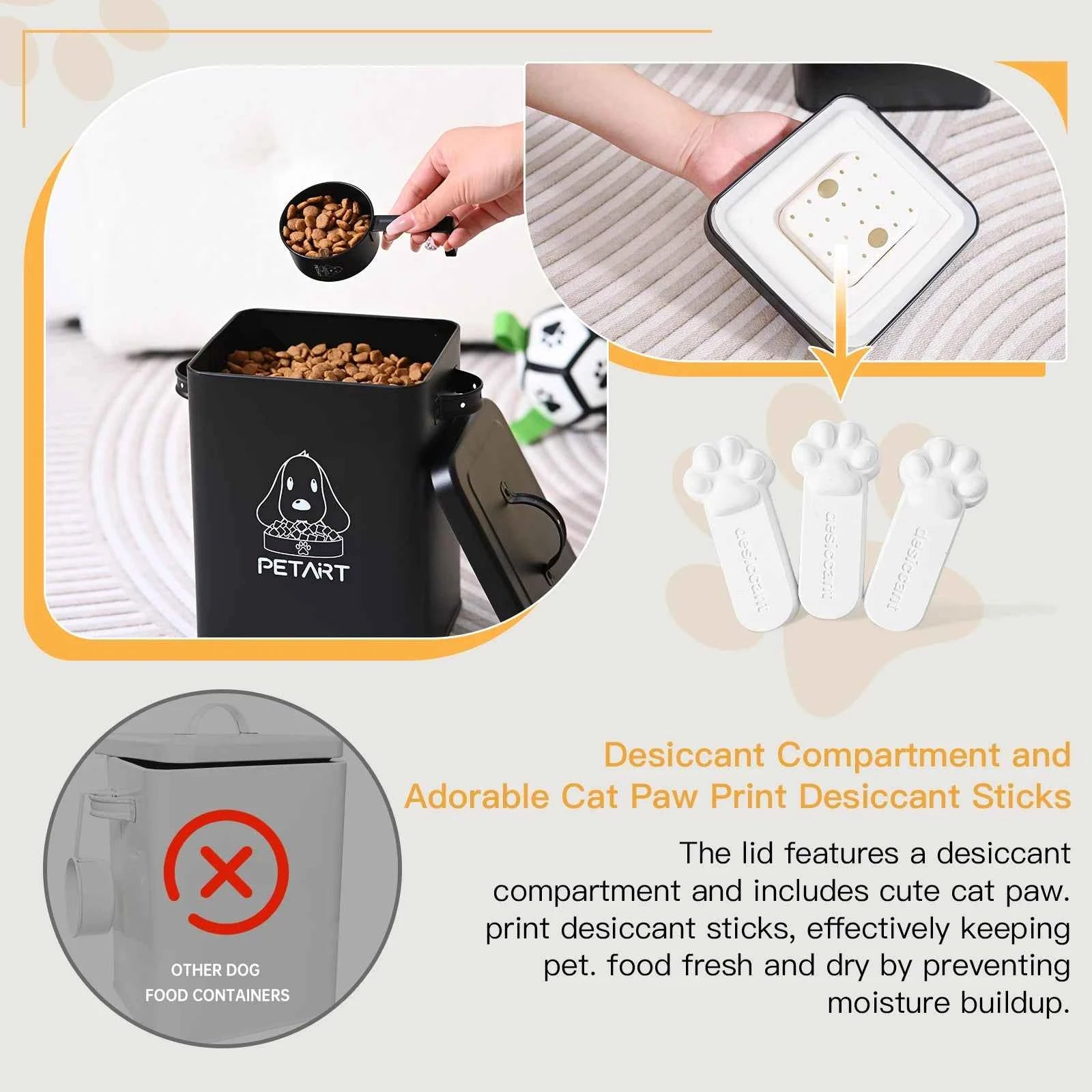 Dog And Cat Food Storage Container, With Spoon, With Desiccant, Waterproof, Large-Capacity Metal Sealed Jar, Not Easy To Deform