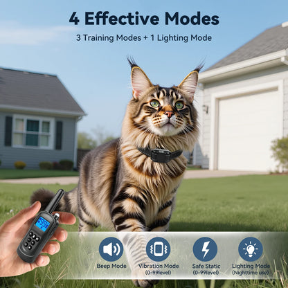 Cat Training Collar,Cat Shock Collar with Remote ,Cat Stop Meowing Collar, Remote Control/Waterproof Rechargeable