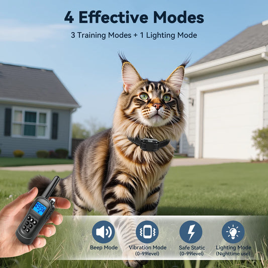 Cat Training Collar,Cat Shock Collar with Remote ,Cat Stop Meowing Collar, Remote Control/Waterproof Rechargeable